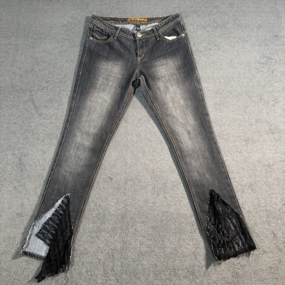 SouthPole Premium Red Bling Modded Jeans Women 11 (30x31) Embroidered Y2K